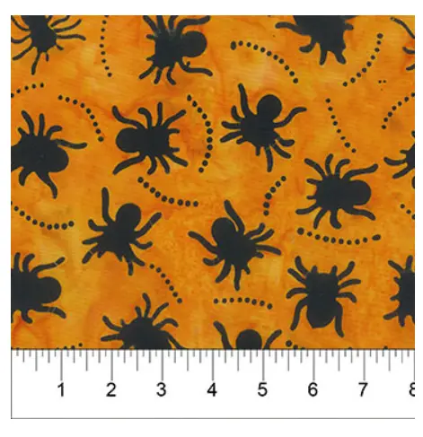 Banyan 83002-58 MIDNIGHT MAGIC - Spiders - Pumpkin 45" Fabric Per Yard