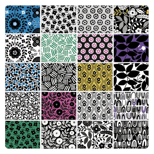 Black,White and Bloom Strip-pie Pre-Cuts