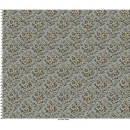 Blue Large Floral Cotton 43"/44" Fabric Per Yard - Image 2