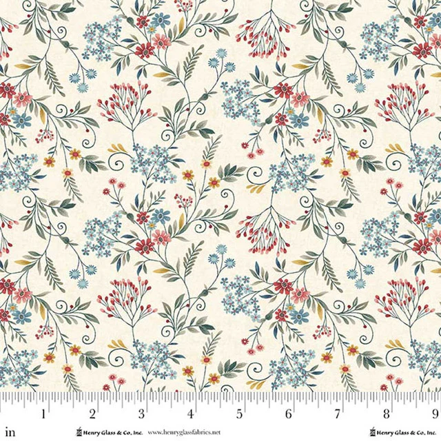 Blue Tender Vines Cotton 44"/45" Fabric Per Yard