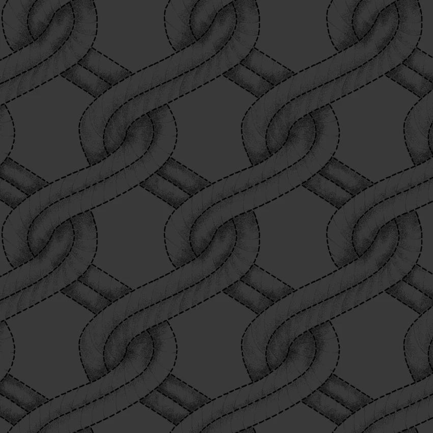 Charcoal/Black Twisted Rope Stitched Braid Cotton Wideback Fabric Per Yard - Image 2