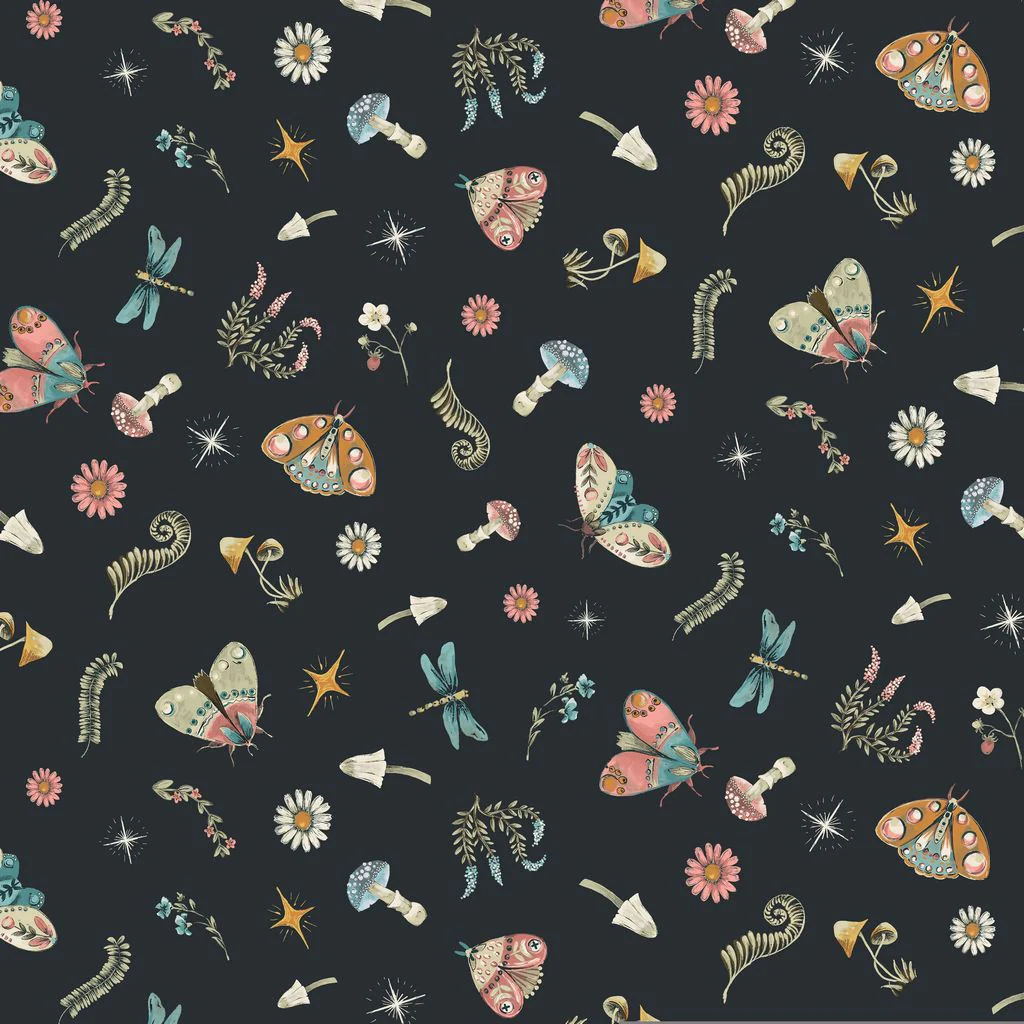 Charcoal Restless Wings Cotton Wideback Fabric Per Yard
