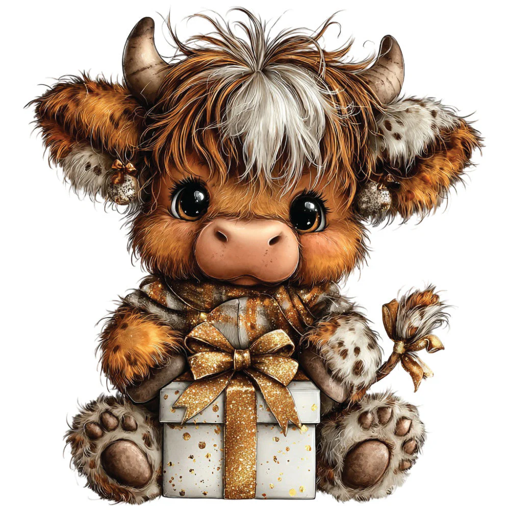 Christmas Highland Cow Fabric Panel 41