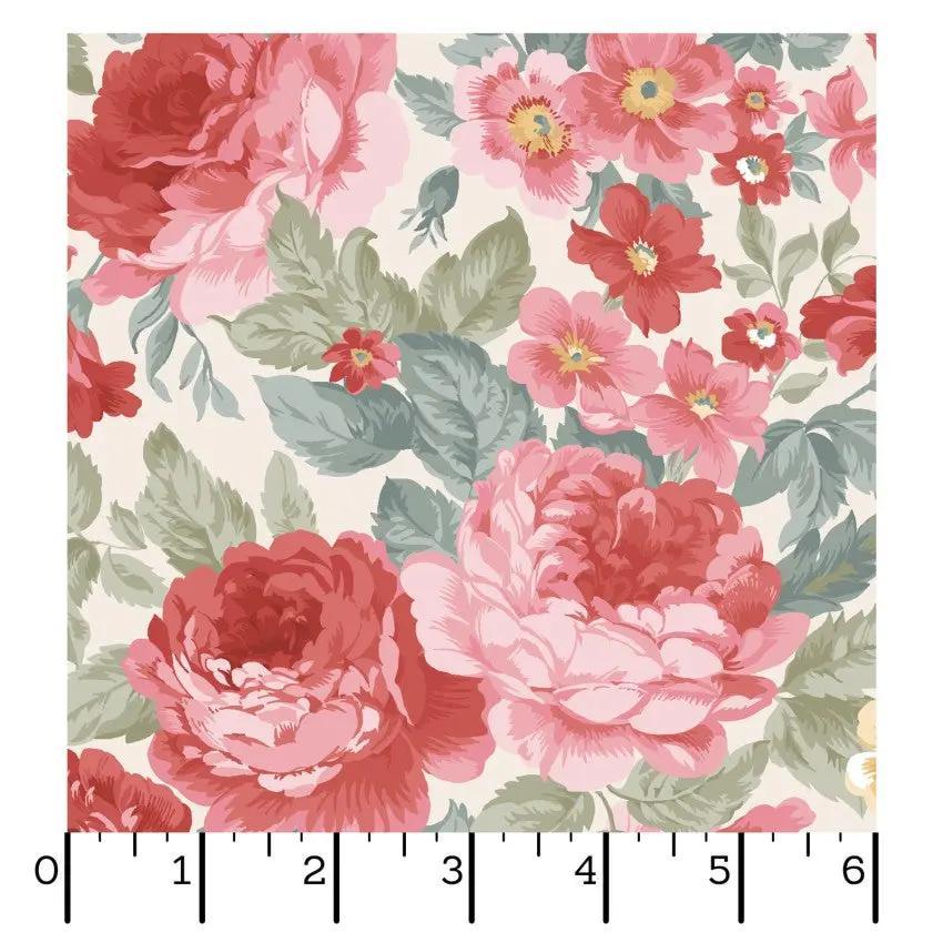 Cream/Multi Focal Floral La Fleur Flannel Cotton 42"/43" Fabric Per Yard - Image 2
