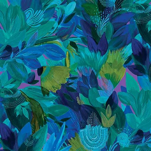 Exotica Turquoise Affinity Cotton 44"/45" Fabric Per Yard