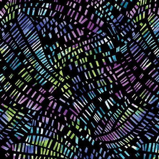 Go with the Flow Mosaic Flow Black/Multi Cotton 44"/45" Fabric Per Yard