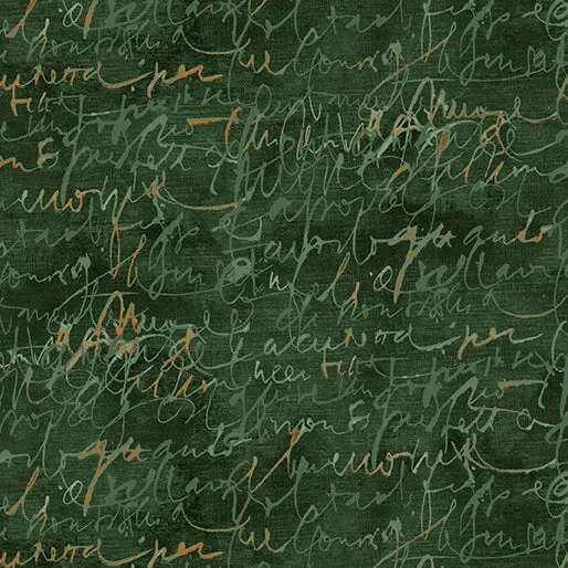 Green Fluidity Script Small Cotton 44”/45" Fabric Per Yard