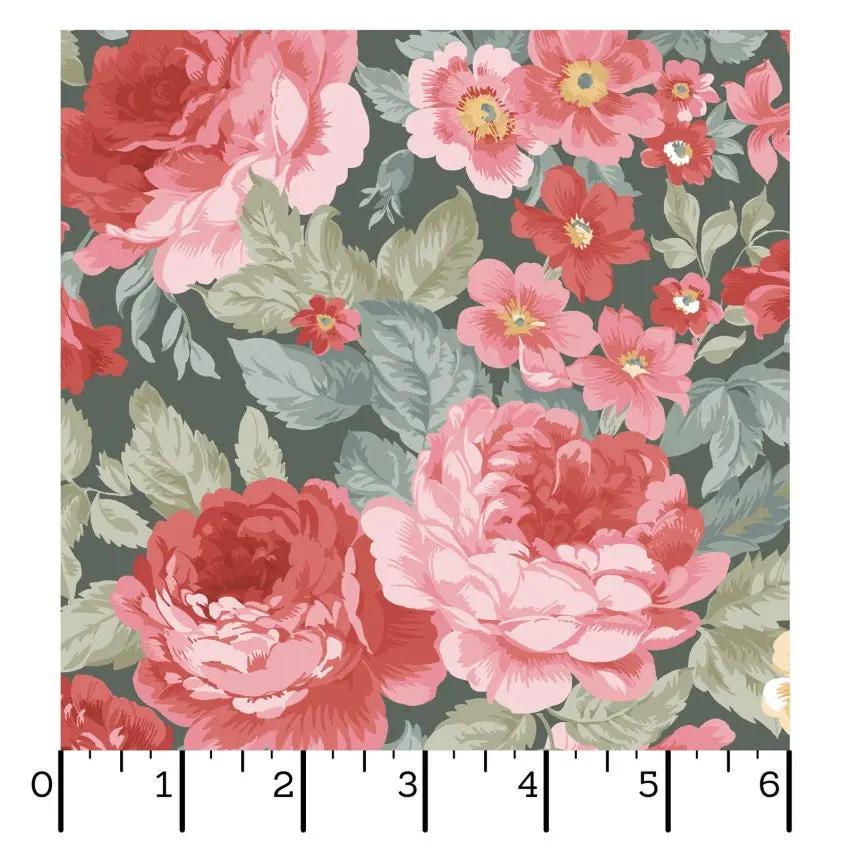 Green/Multi Focal Floral La Fleur Flannel Cotton 42"/43" Fabric Per Yard - Image 2