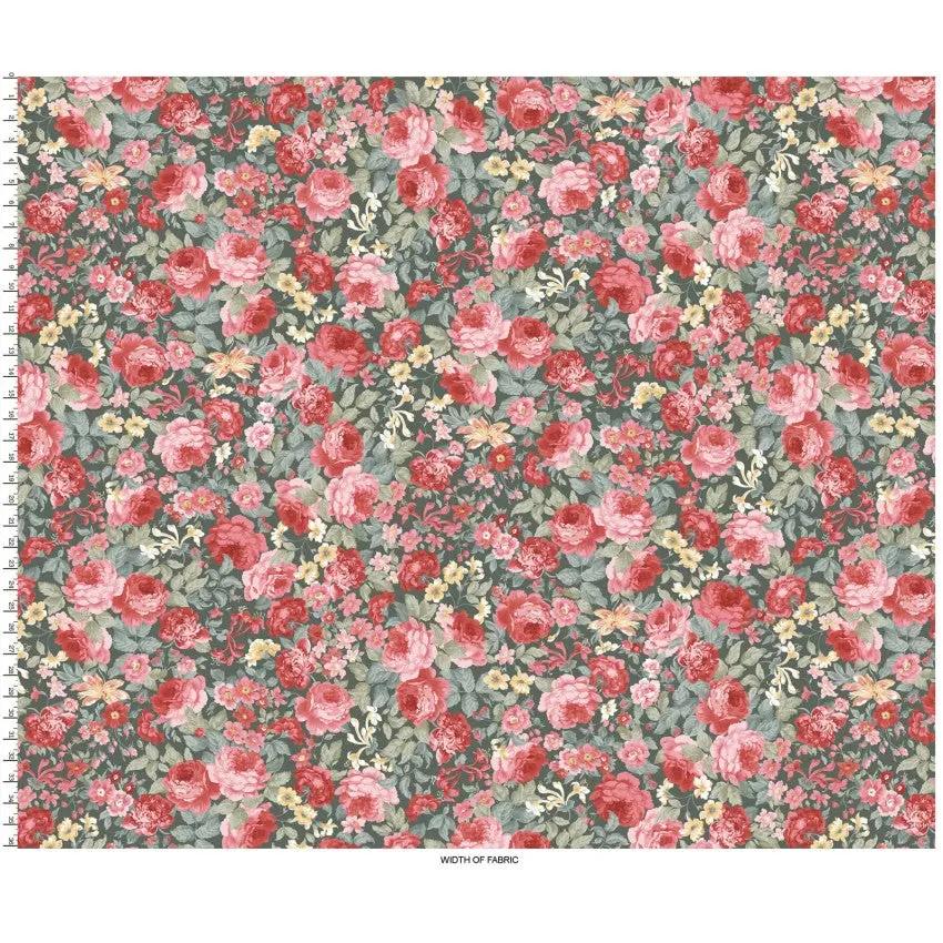 Green/Multi Focal Floral La Fleur Flannel Cotton 42"/43" Fabric Per Yard - Image 3