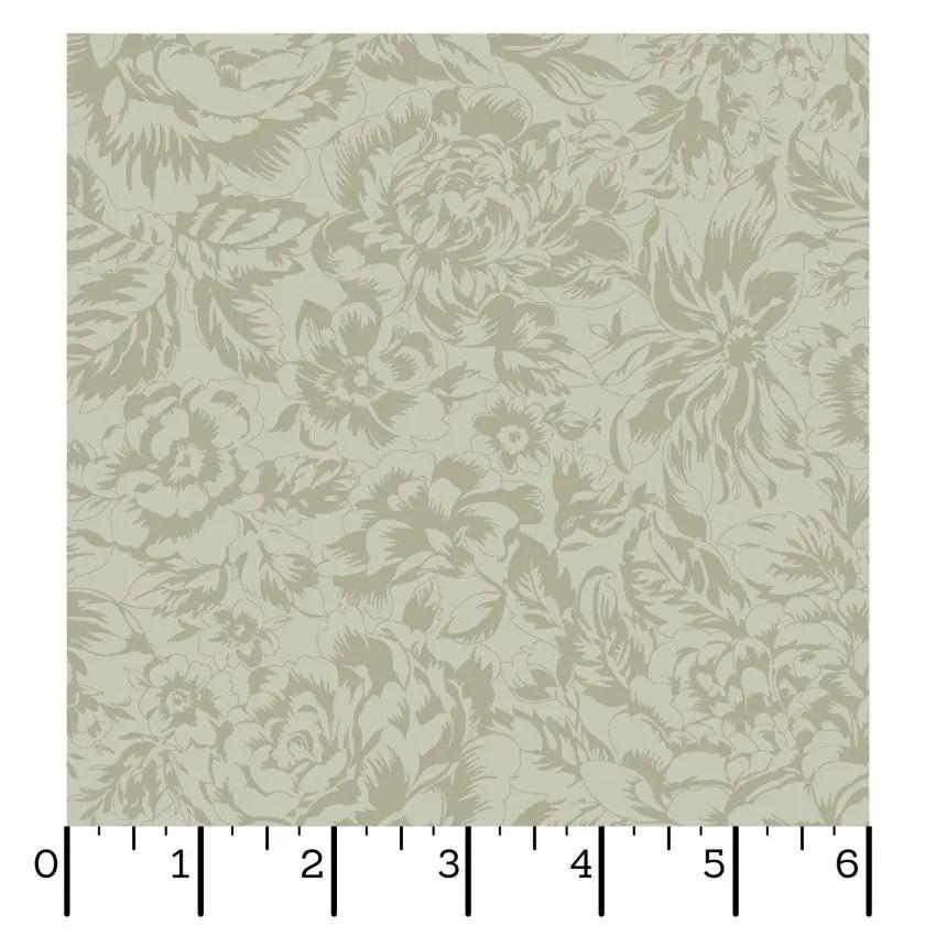 Green Tonal Floral La Fleur Flannel Cotton 42"/43" Fabric Per Yard - Image 2