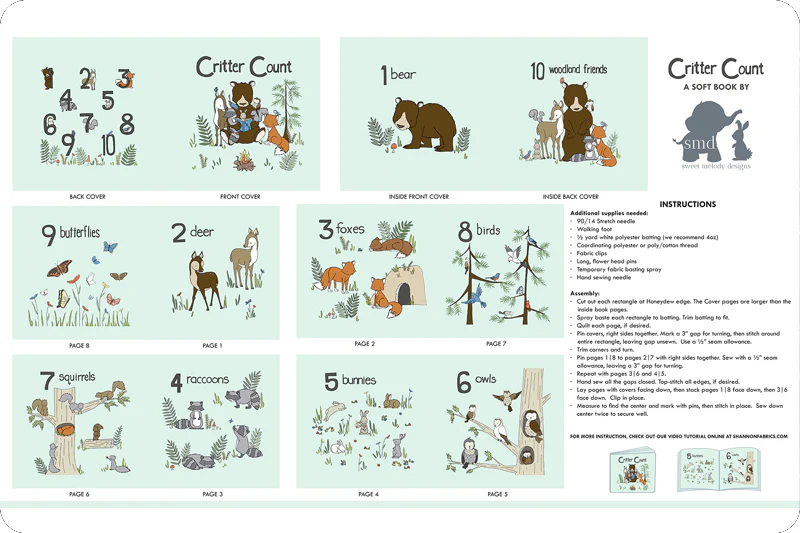 Honeydew Smd Critter Count Digital Cuddle Panel 58/60" Fabric Per Yard