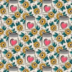 Hearts in a Jar Love Ink 3383 Cotton 44”/45” Fabric Per Yard