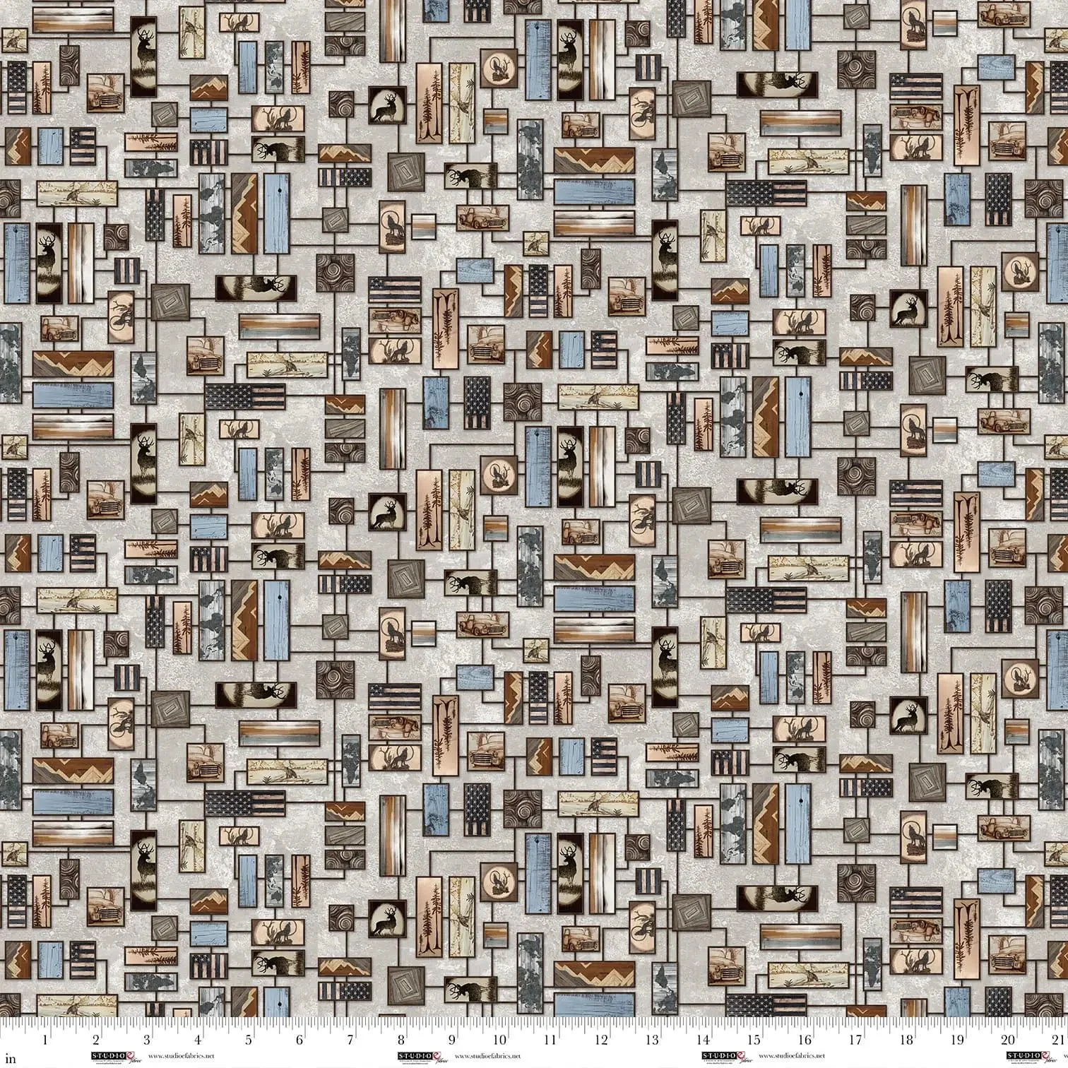 Mist Wood Burn Art Wall Out of the Woodwork Cotton 44"/45" Fabric Per Yard