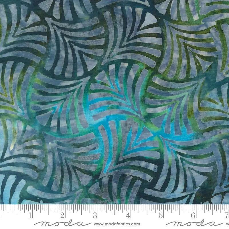 Moda 4367 27 Blue Ridge Batiks - Ferns Lagoon 45" Fabric Per Yard