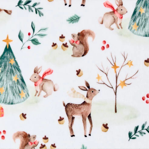 Multi Festive Forest Digital Cuddle 58/60" Fabric Per Yard - Image 2