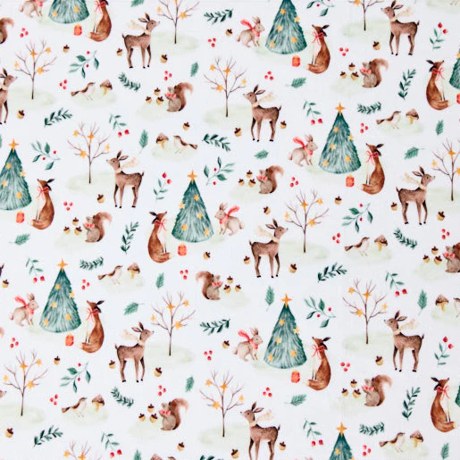 Multi Festive Forest Digital Cuddle 58/60" Fabric Per Yard - Image 3