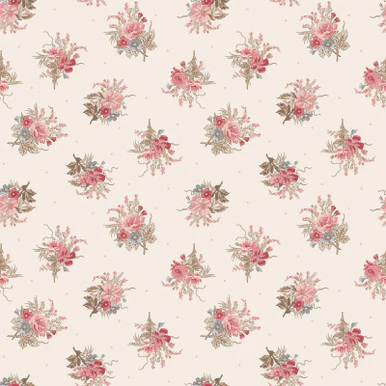 Small Bouquet White Meadow Blush 43"/44" Cotton Fabric Per Yard