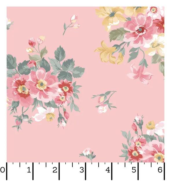 Pink Bouquet La Fleur Flannel Cotton 42"/43" Fabric Per Yard - Image 2