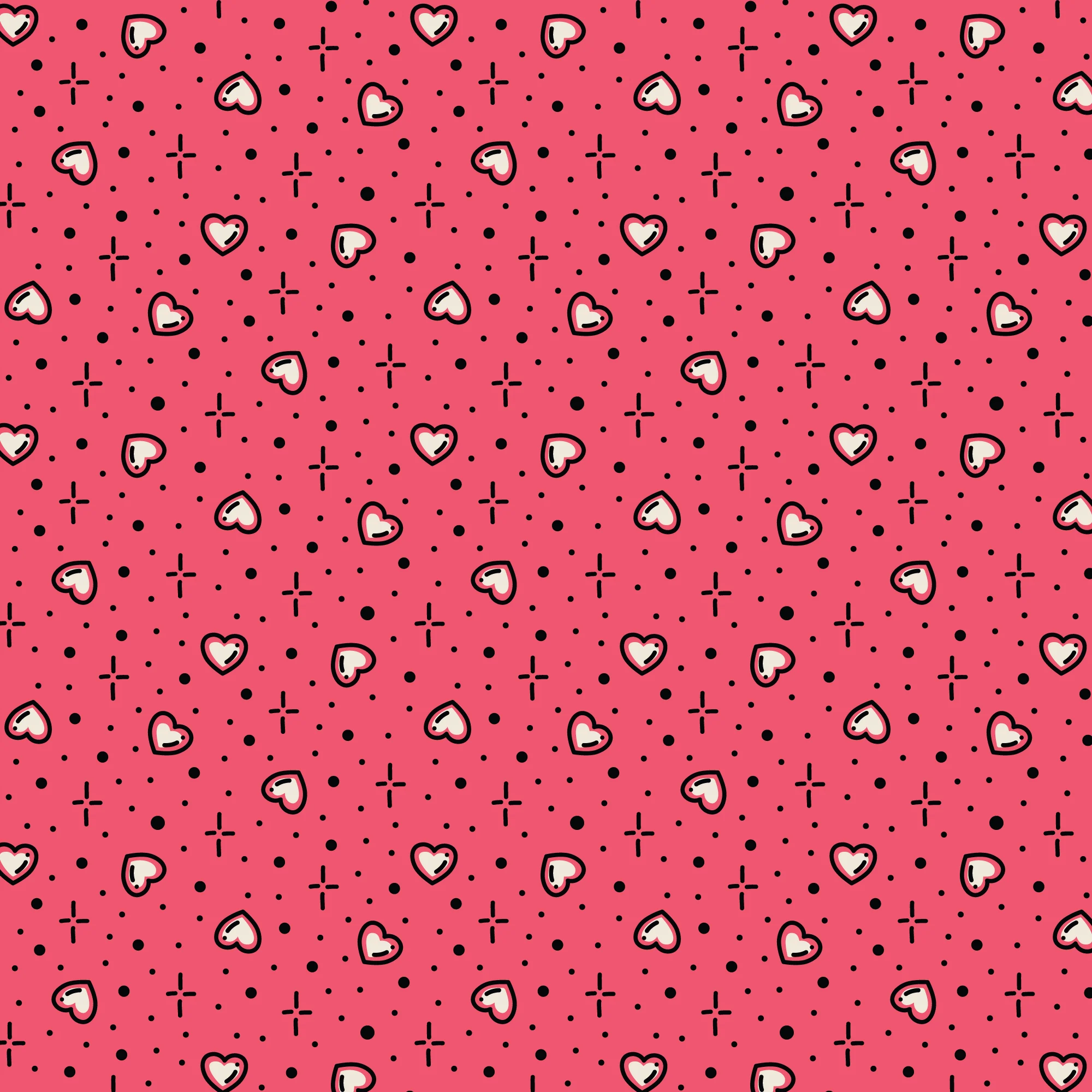 Pink Hearts Love Ink 3388 Cotton 44”/45” Fabric Per Yard