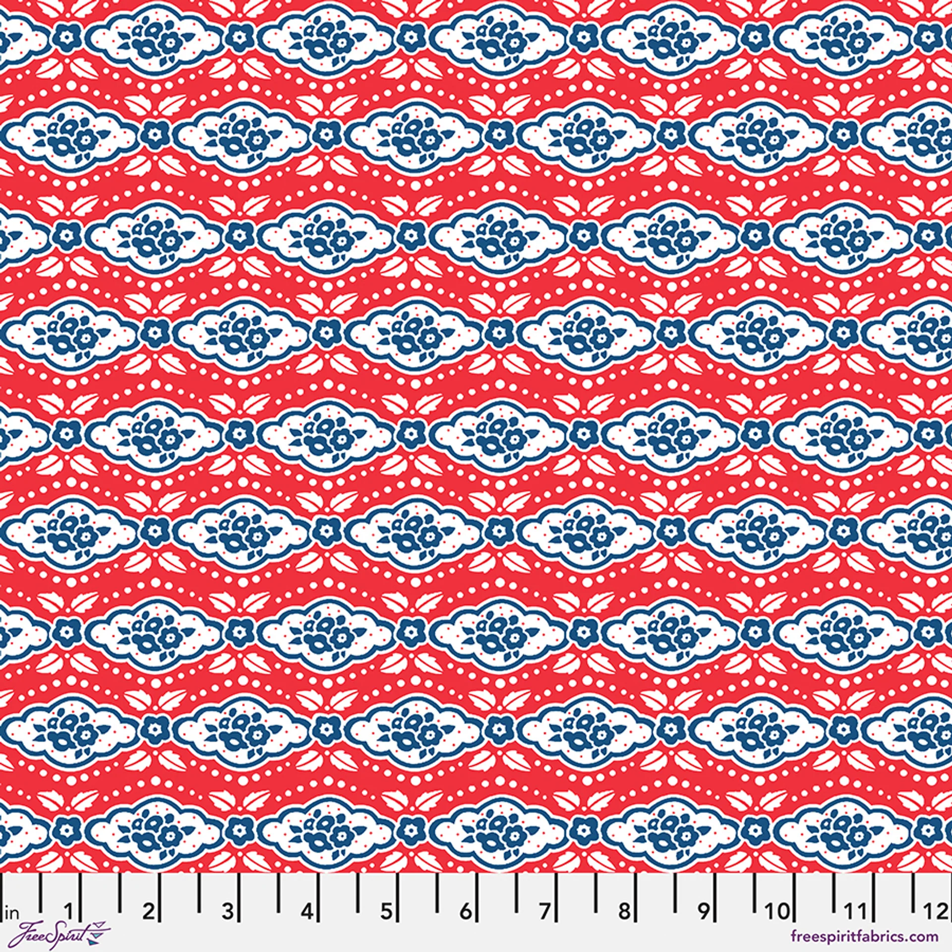 Red Maison Rouge Cotton 44"/45" Fabric Per Yard
