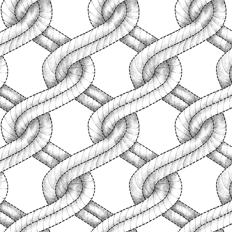 White/Black Twisted Rope Stitched Braid Cotton Wideback Fabric Per Yard - Image 2