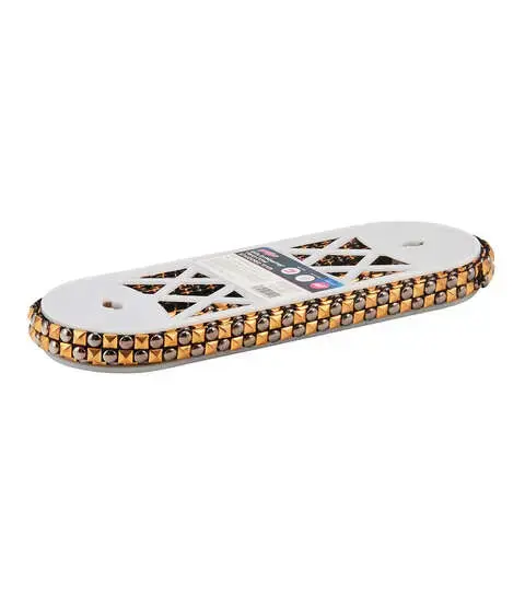 Yaya Han Iron on 2 row Studded Trim 0.63'' Gold & Pewter - Per Yard
