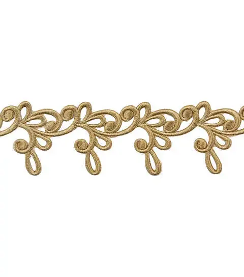 Yaya Han Iron on Milan Swirl Trim 2.31" Gold - Per Yard