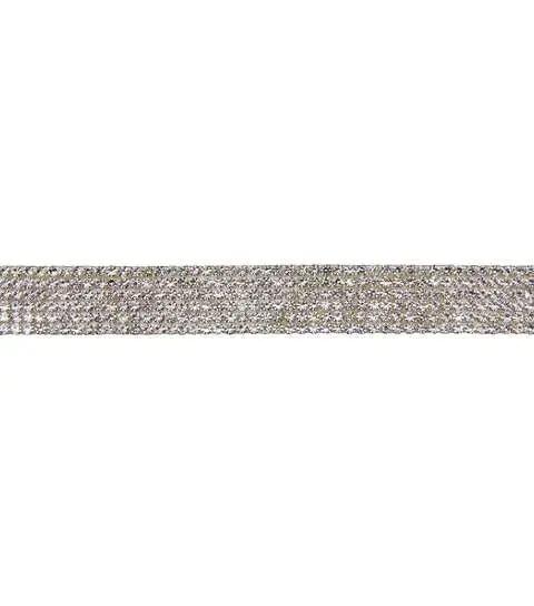 Yaya Han Iron on Rhinestone Trim 0.44" Silver - Per Yard