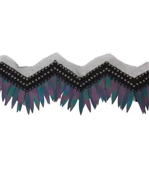 Yaya Han Sew on Tango Sequin Trim 3.25" Black - Per Yard