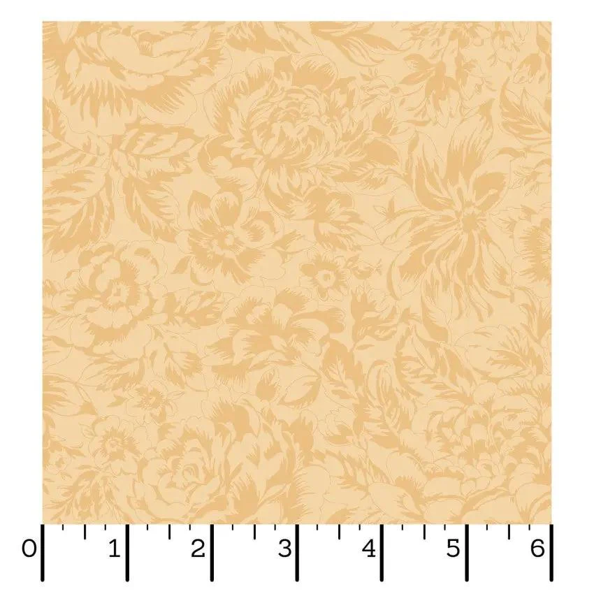 Yellow Tonal Floral La Fleur Flannel Cotton 42"/43" Fabric Per Yard - Image 2